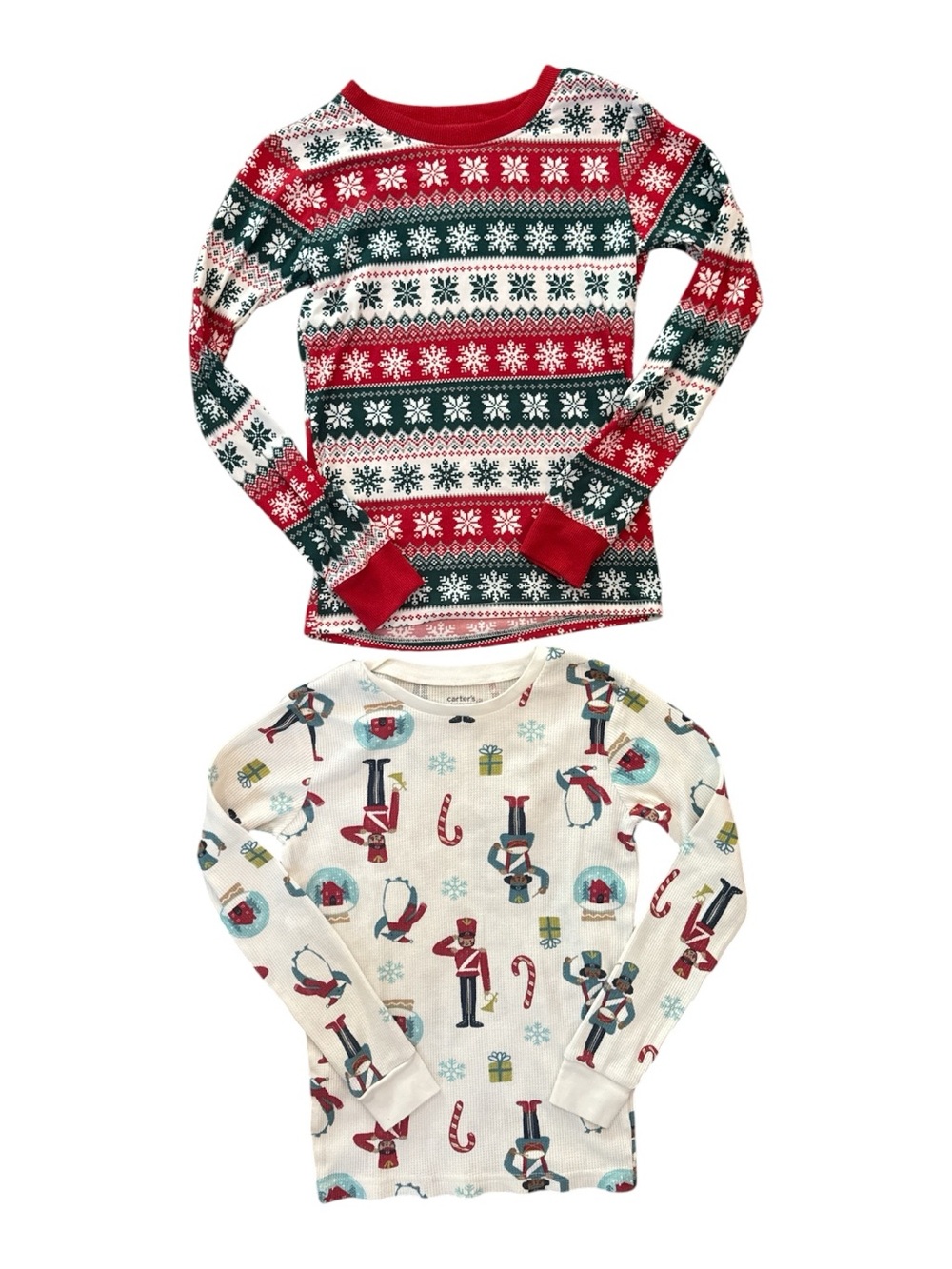 Carter's Kids Holiday Long-Sleeve Tops - Red, White & Green (2-Pack) Christmas
